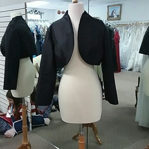 BLACK Taffeta Long Sleeve Jacket